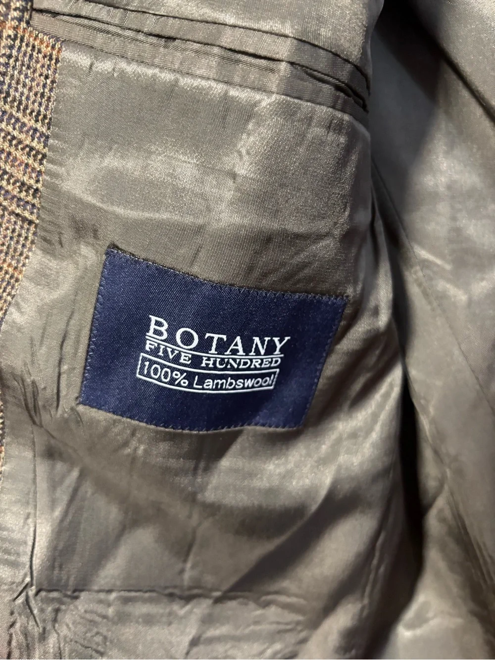 Botany 500 Tailored 100% Lambswool Men's Brown Glen Plaid Two-Button Sport Coat